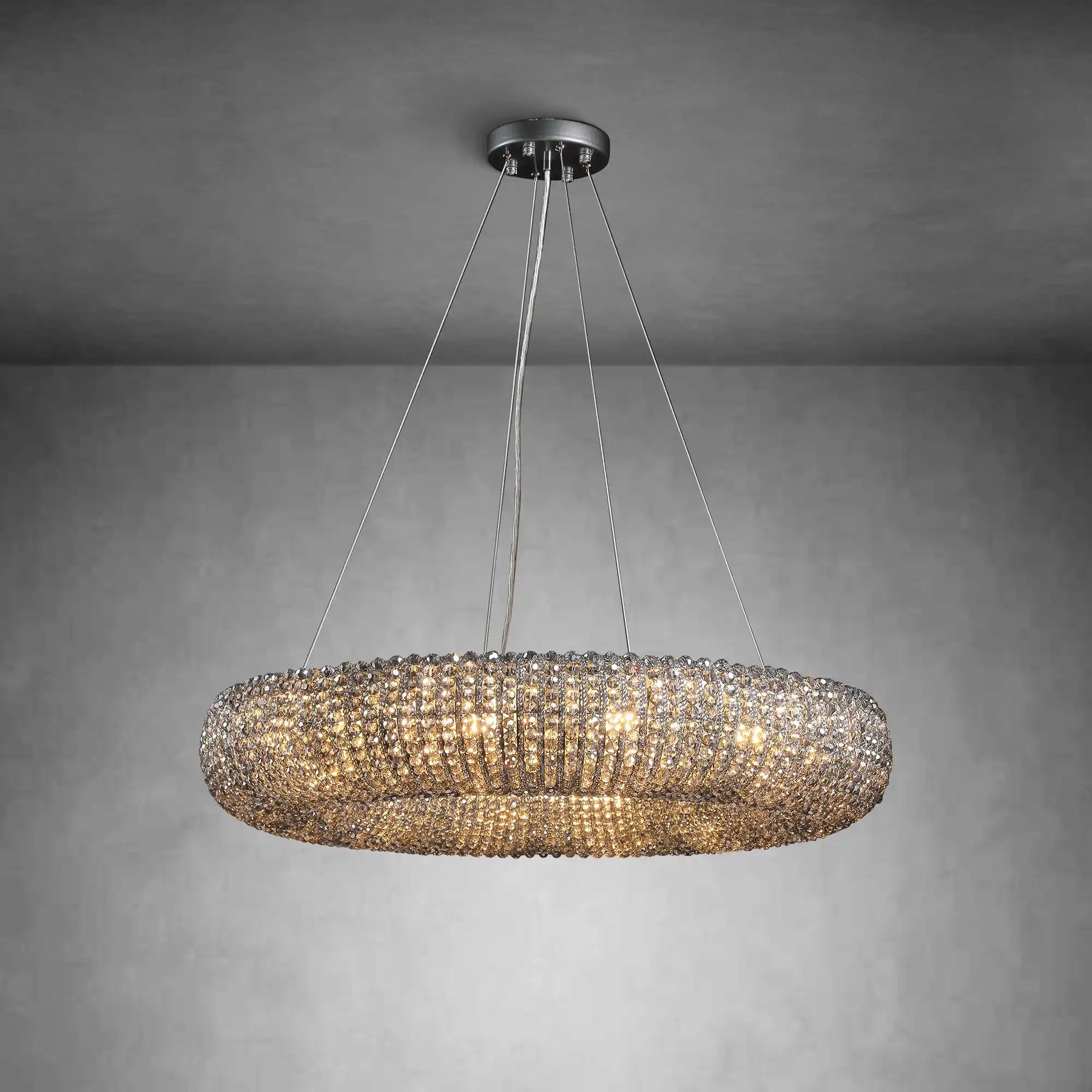 Halo Smoke Crystal Chandelier 31" 42" 60"
