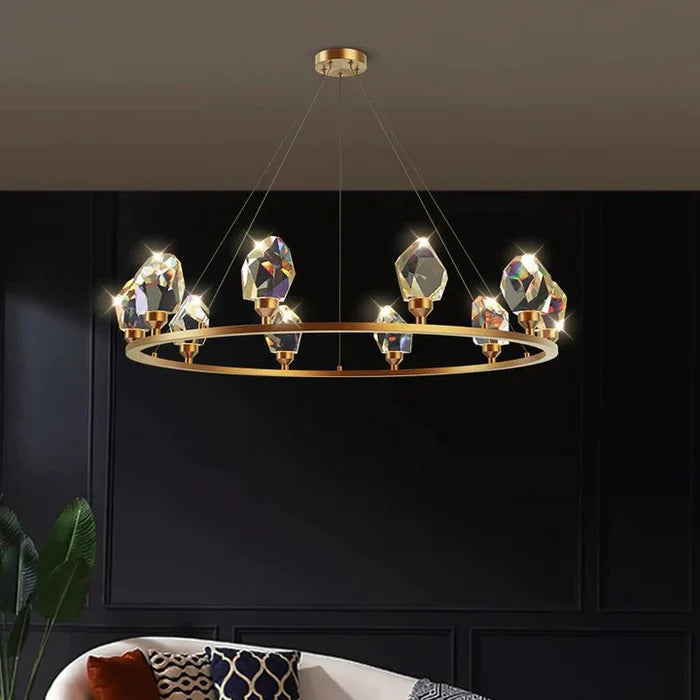 Cassian Round Crystal Chandelier for Living Room Bedroom Dining Table