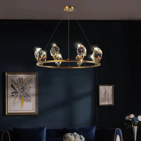 Cassian Round Crystal Chandelier for Living Room Bedroom Dining Table