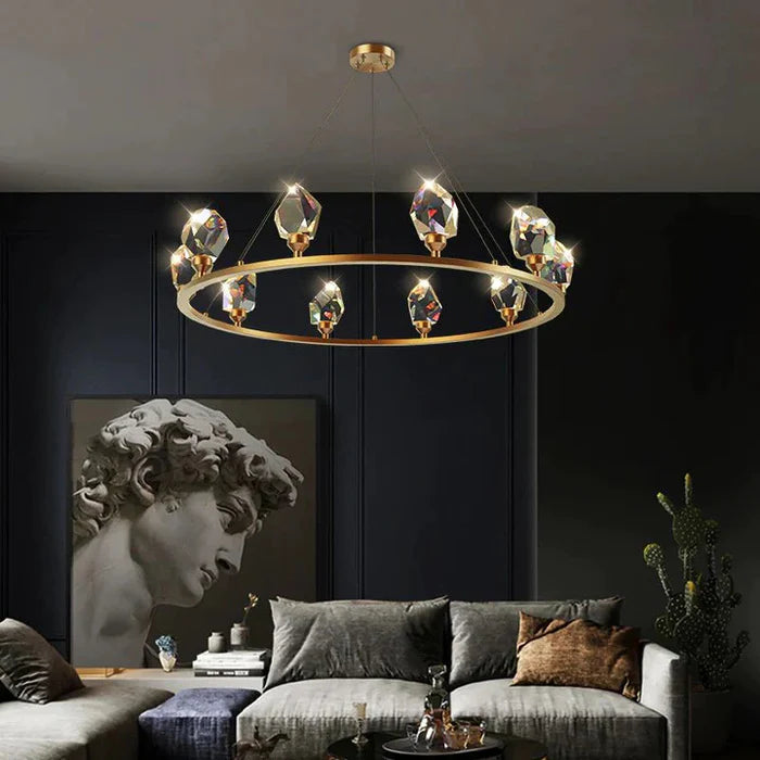 Cassian Round Crystal Chandelier for Living Room Bedroom Dining Table