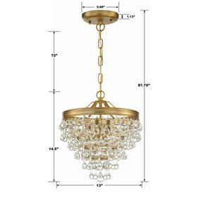 Calypso 13 Inch 3 Light Mini Chandelier