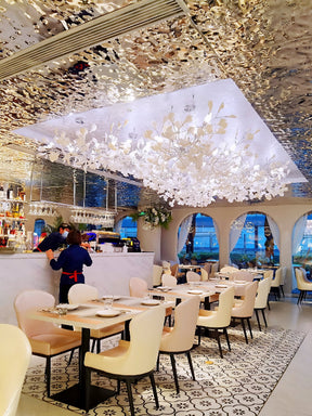 Gingko Leaves Ceramics Spiral Branch Chandelier