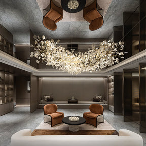 Gingko Leaves Ceramics Spiral Branch Chandelier