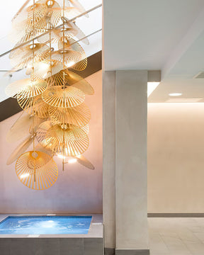 Cattail Leaf Meteor Shower Spiral Chandelier