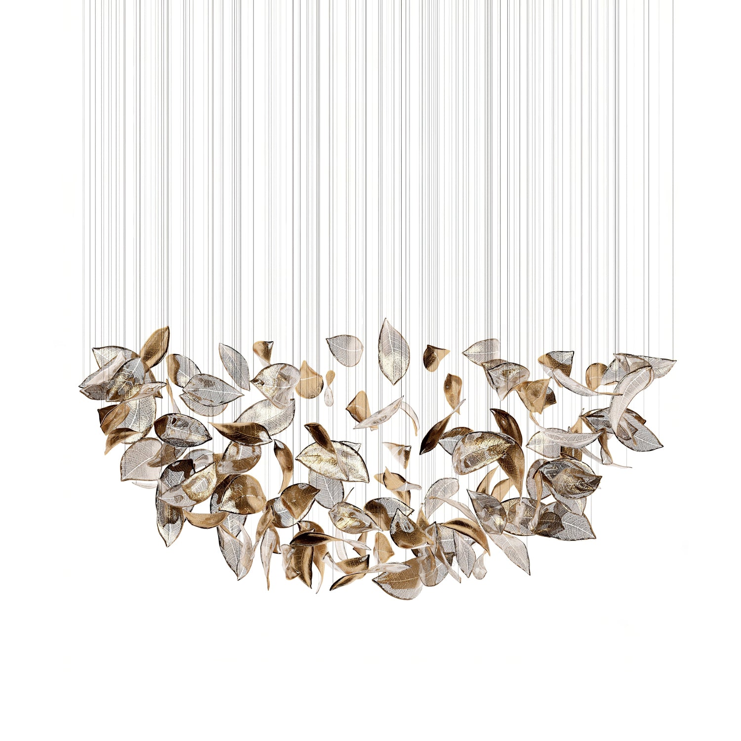 Shake Leaves Chandelier, Luxury High-End Glass Leaves Floating Chandelier for Hotel/Villa/Living Room