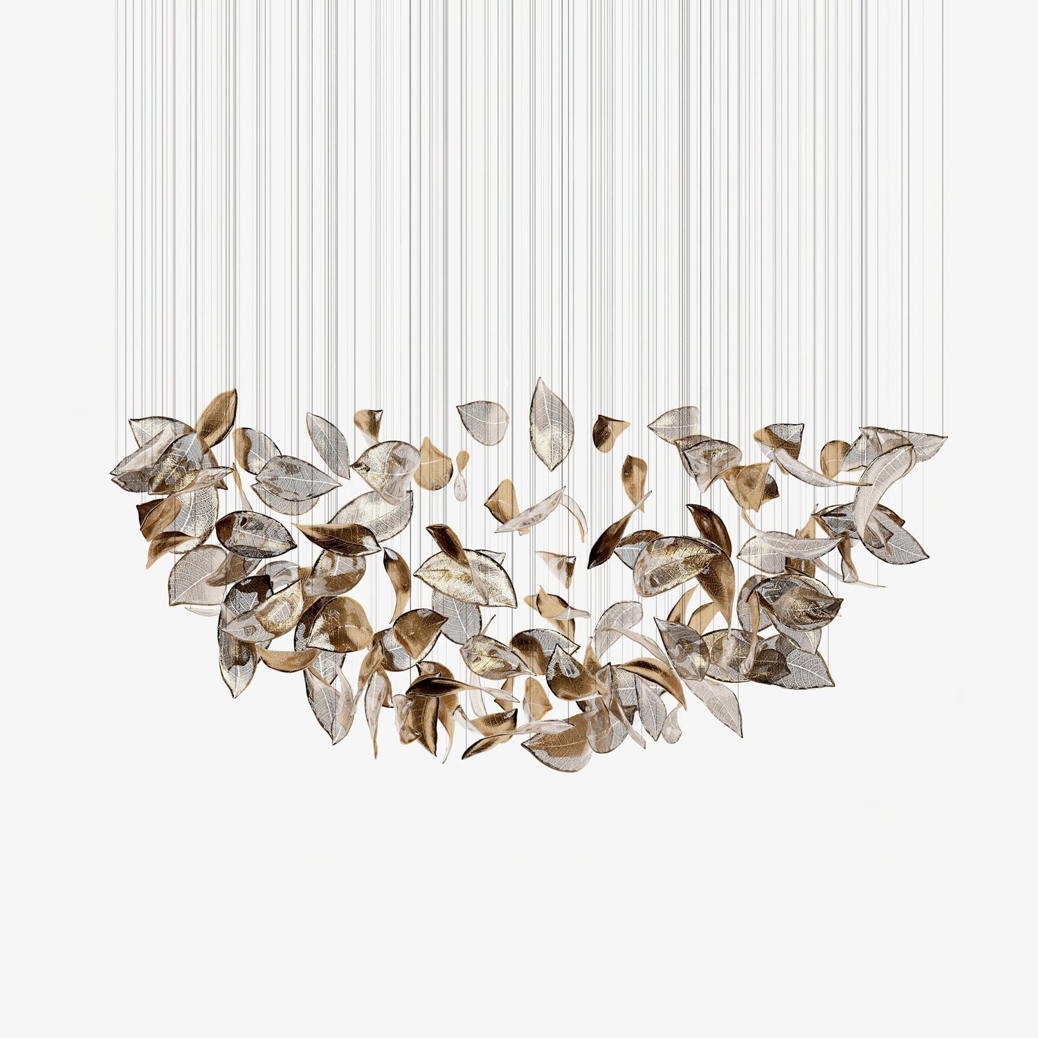 Shake Leaves Chandelier, Luxury High-End Glass Leaves Floating Chandelier for Hotel/Villa/Living Room