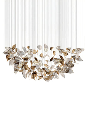 Shake Leaves Chandelier, Luxury High-End Glass Leaves Floating Chandelier for Hotel/Villa/Living Room