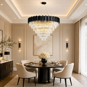 Crystal Round Chandelier in a foyer