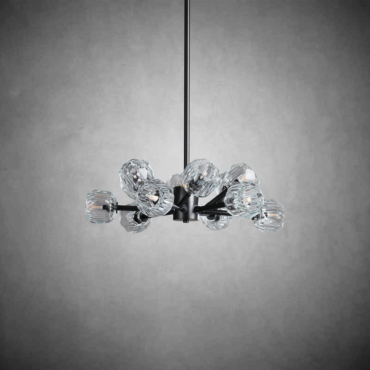 Kristal Modern Clear Crystal Round Chandelier Over Dining Table