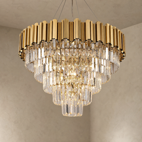 D700 Inverted Triangle Crystal Round Pendant - Copper Color