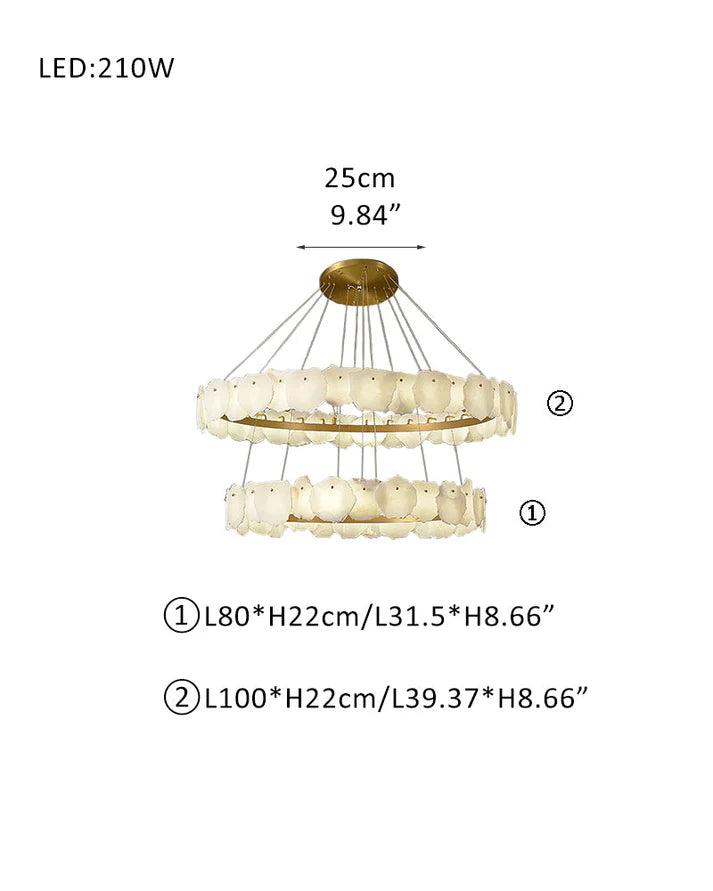 Irregular Alabaster Multi-Layered Round Chandelier