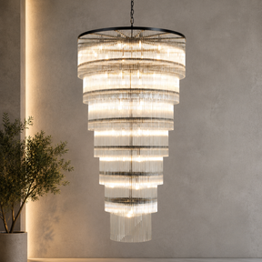 D990 Seven-Layer Striped Column Stair Light - Black