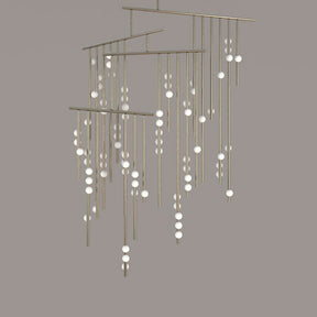 Brass Glass Drop Chandelier