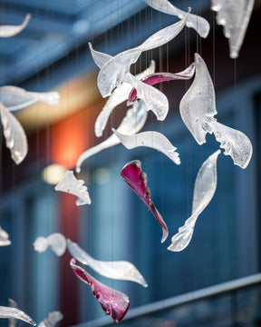 Flying Glass Feather Chandelier, Modern Spiral Glass Long Chandelier Lighting