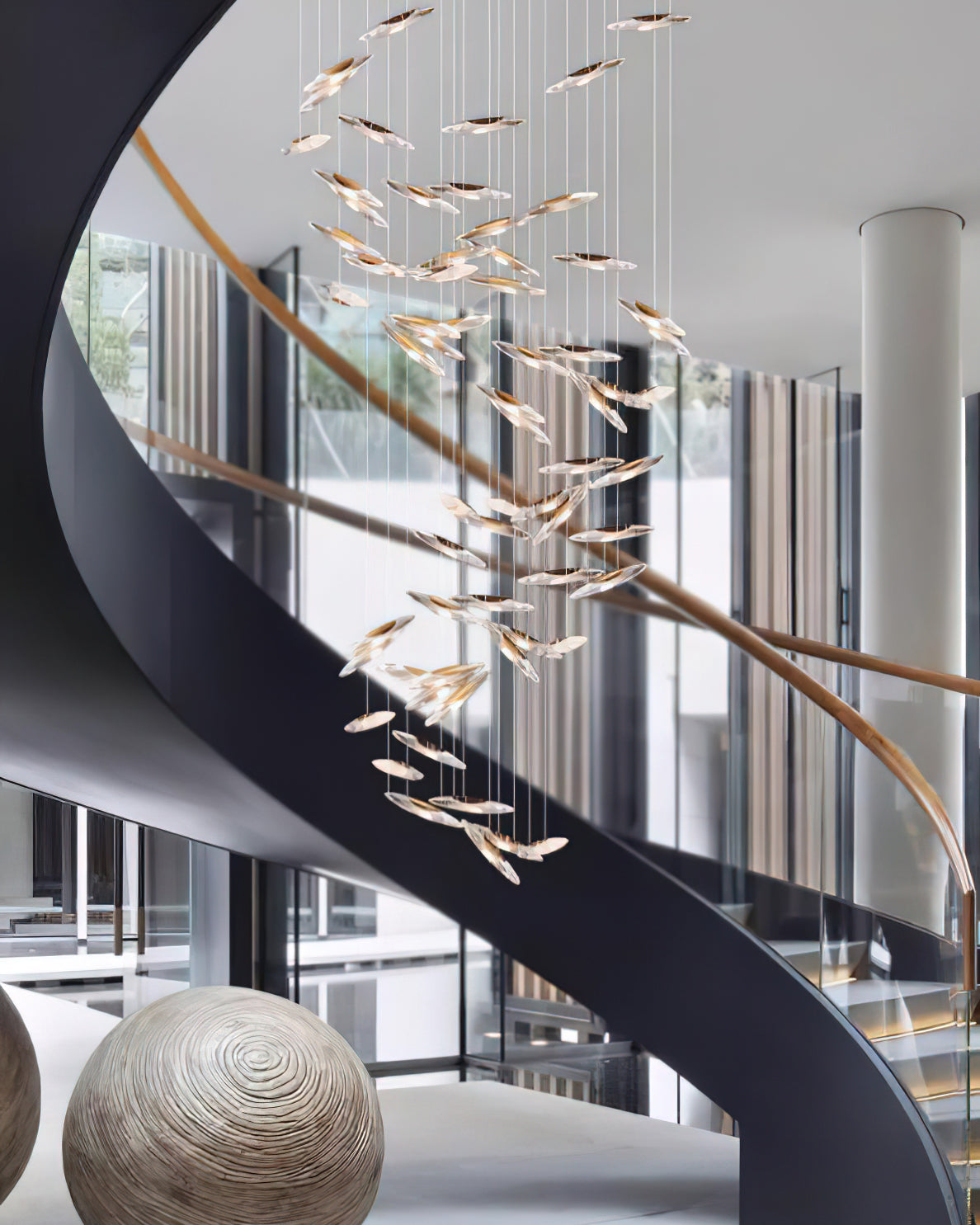 Moonlight Whispers Chandelier,Modern Spiral Glass  Customisable Chandelier