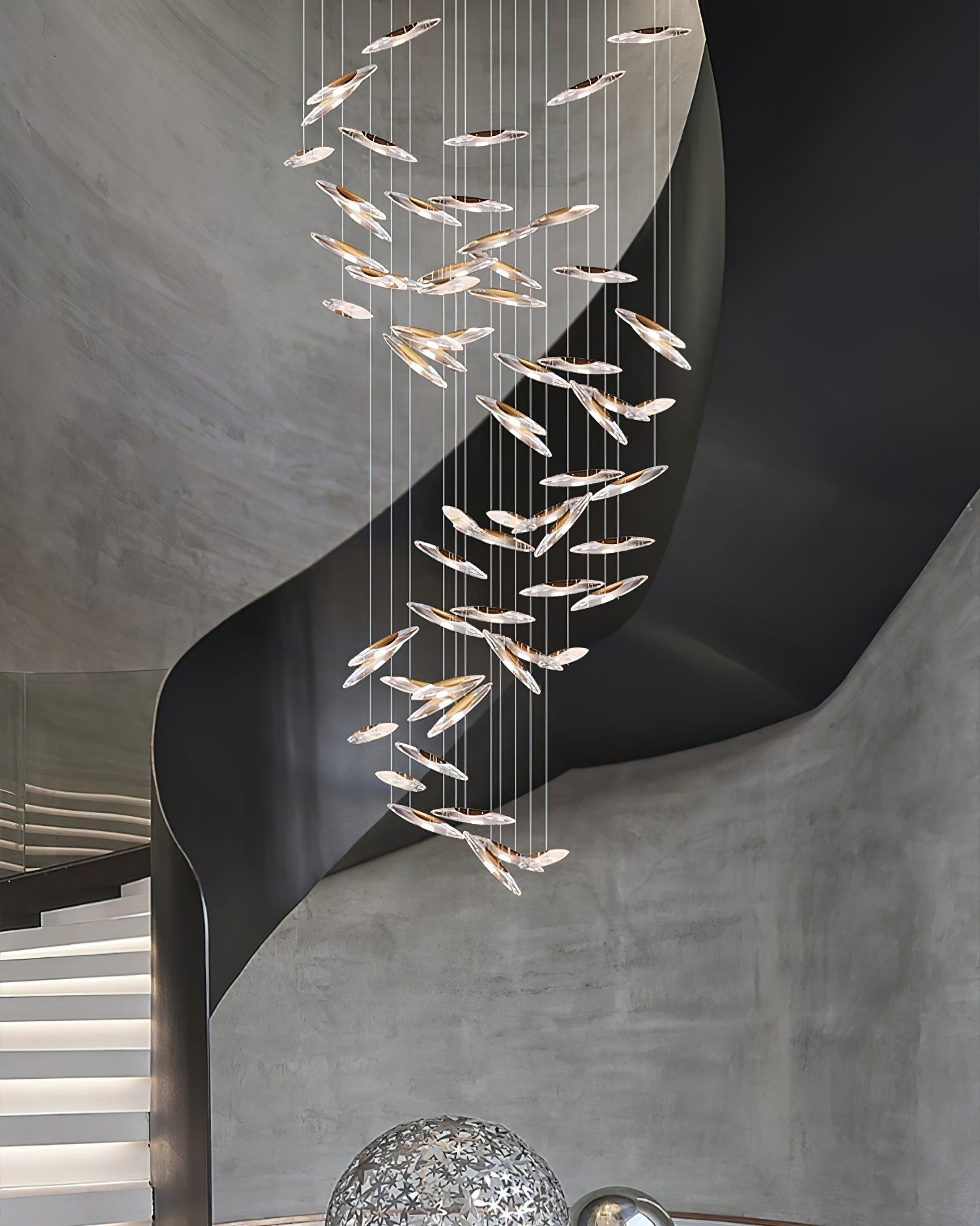 Moonlight Whispers Chandelier,Modern Spiral Glass  Customisable Chandelier