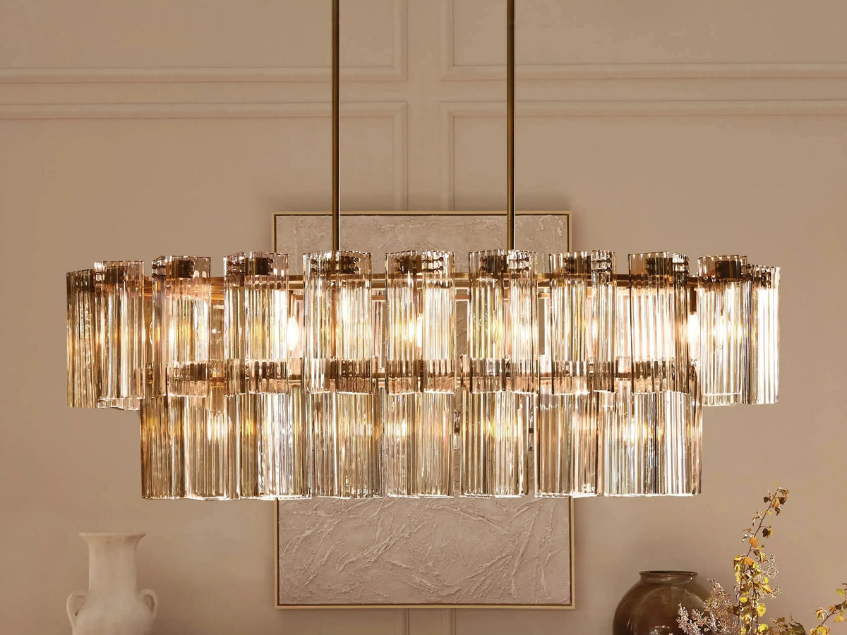 Delsie Oval Art Glass Chandelier 51''63''72''L