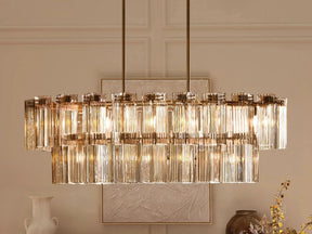 Delsie Oval Art Glass Chandelier 51''63''72''L