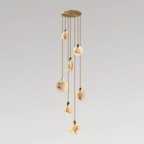 Moonshade Natural Marble Pendant Light with Adjustable Height