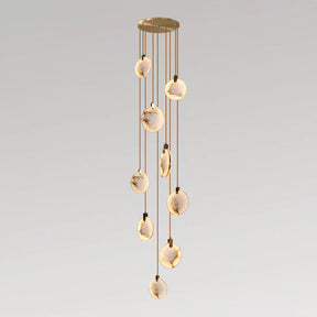 Moonshade Natural Marble Pendant Light with Adjustable Height