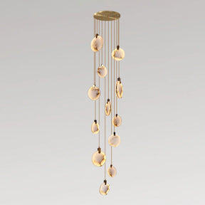 Moonshade Natural Marble Pendant Light with Adjustable Height