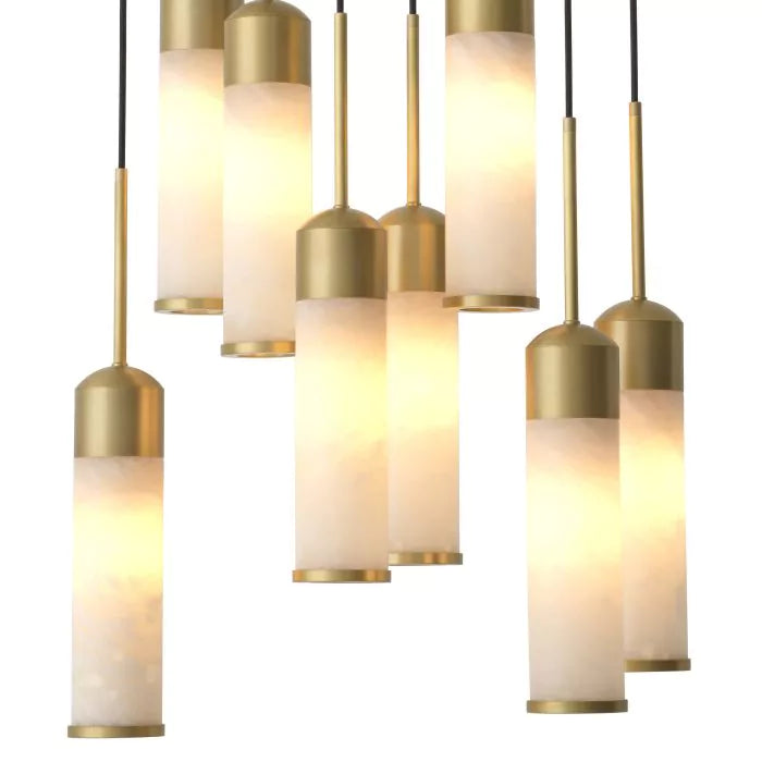 EOS Modern Brass Chandelier - [Antique Brass Finish | Alabaster] 