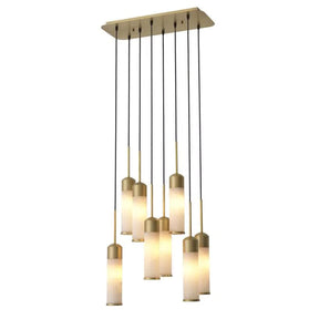 EOS Modern Brass Chandelier - [Antique Brass Finish | Alabaster] 