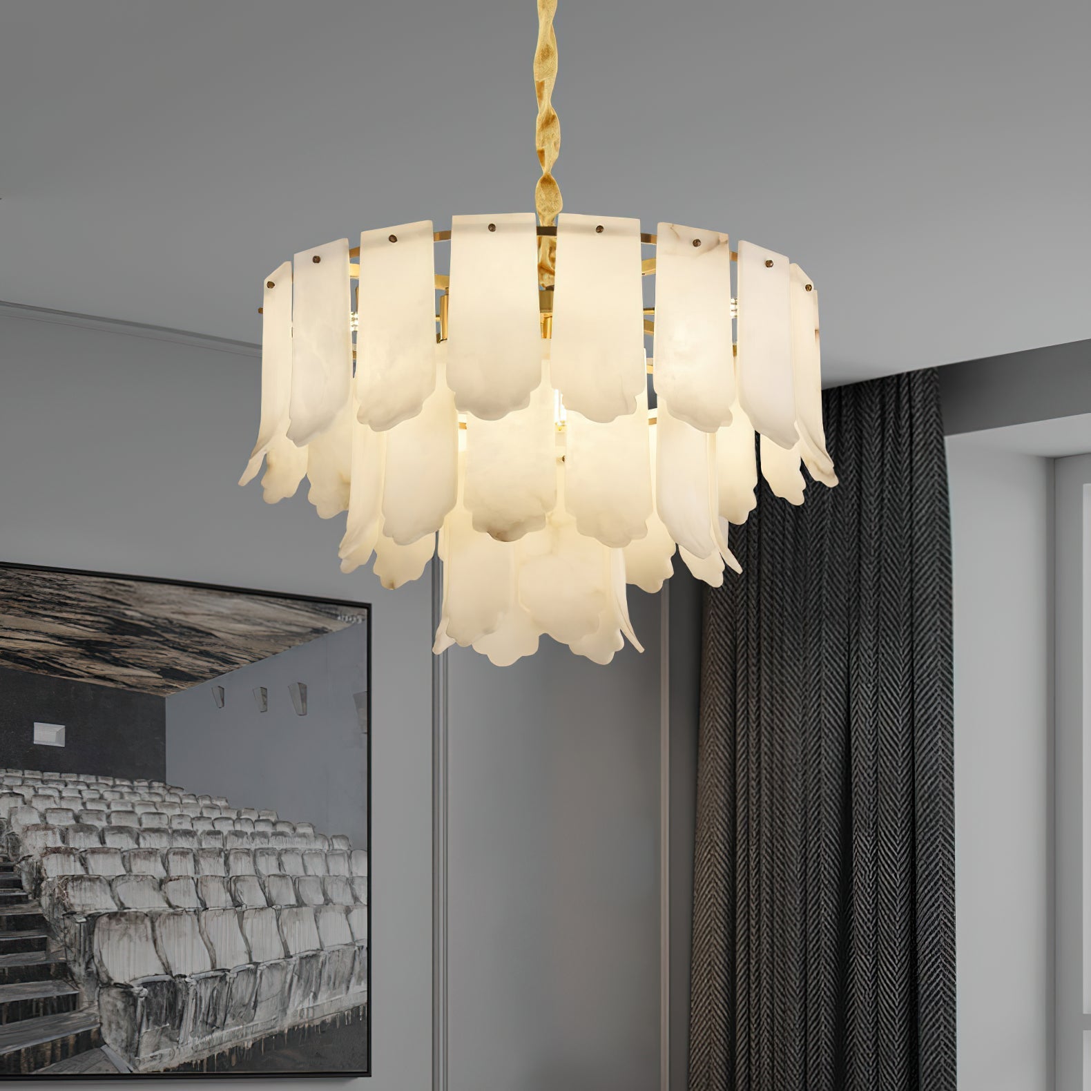 Evander Alabaster Tier Chandelier