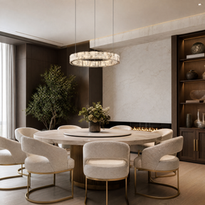 Ellery Crystal&Alabaster Round Ring Chandelier