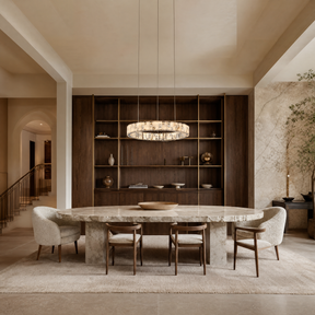 Ellery Crystal&Alabaster Round Ring Chandelier