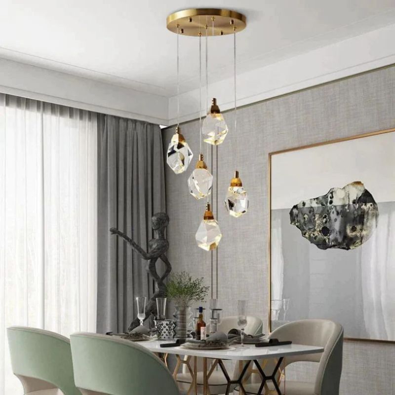 Flash Faceted Round Pendant For Dining Room