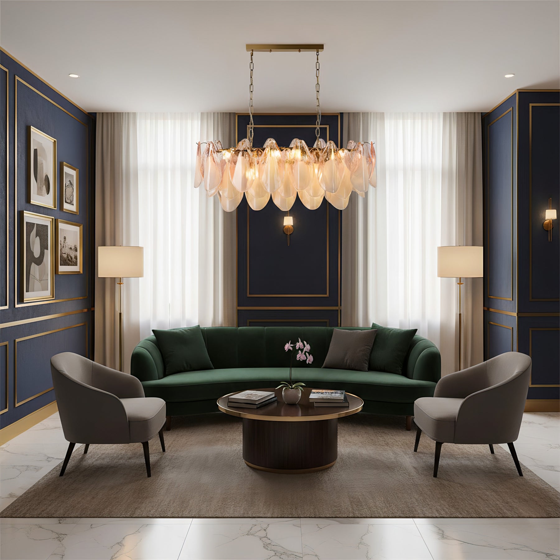 Caia Murano Glass Chandelier for Living Room