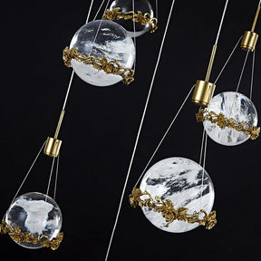Gina Crystal Ball Ceiling Staircase Chandelier, Foyer Chandelier