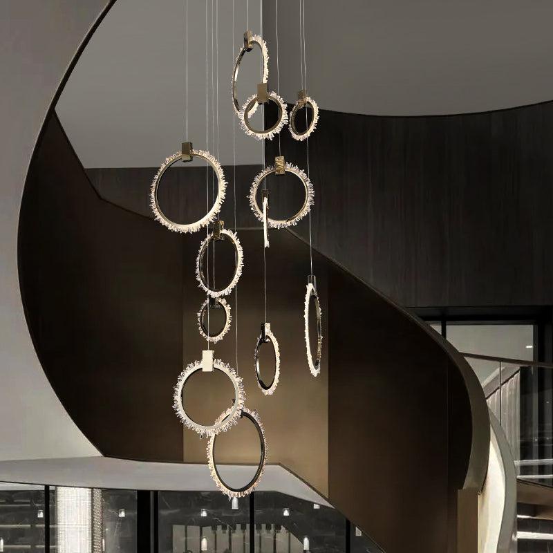 Gina Crystal Champagne Gold Staircase Chandelier