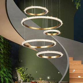 Gina Staircase K9 Crystal Ring Chandelier