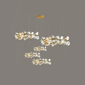 Gingko Leaves Ceramics Spiral Branch Chandelier