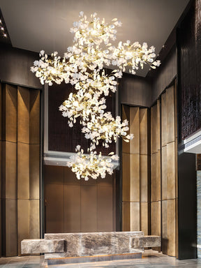 Gingko Leaves Ceramics Spiral Branch Chandelier