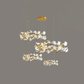 Gingko Leaves Ceramics Spiral Branch Chandelier