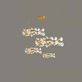 Gingko Leaves Ceramics Spiral Branch Chandelier