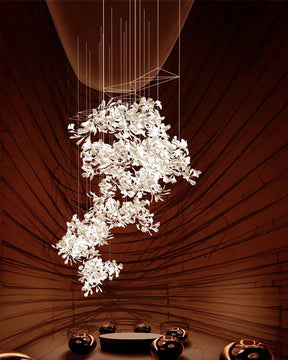 Gingko Leaves Ceramics Spiral Branch Chandelier