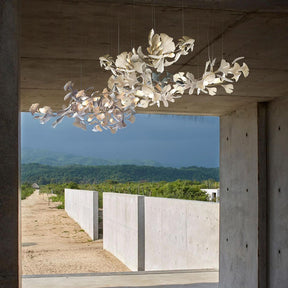 Gingko Leaves Ceramics Spiral Branch Chandelier