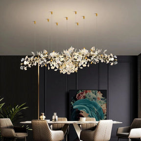 Gingko Leaves Ceramics Spiral Branch Chandelier