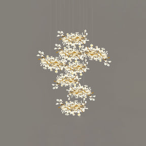 Gingko Leaves Ceramics Spiral Branch Chandelier