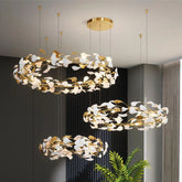 Ceramic Ginkgo Rings Branch Chandelier