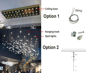 Galaxy Glass Feathers Flying Chandelier