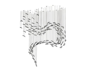Galaxy Glass Feathers Flying Chandelier