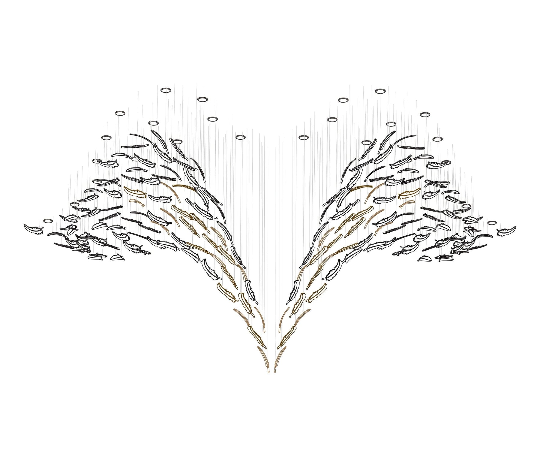 Galaxy Glass Feathers Flying Chandelier