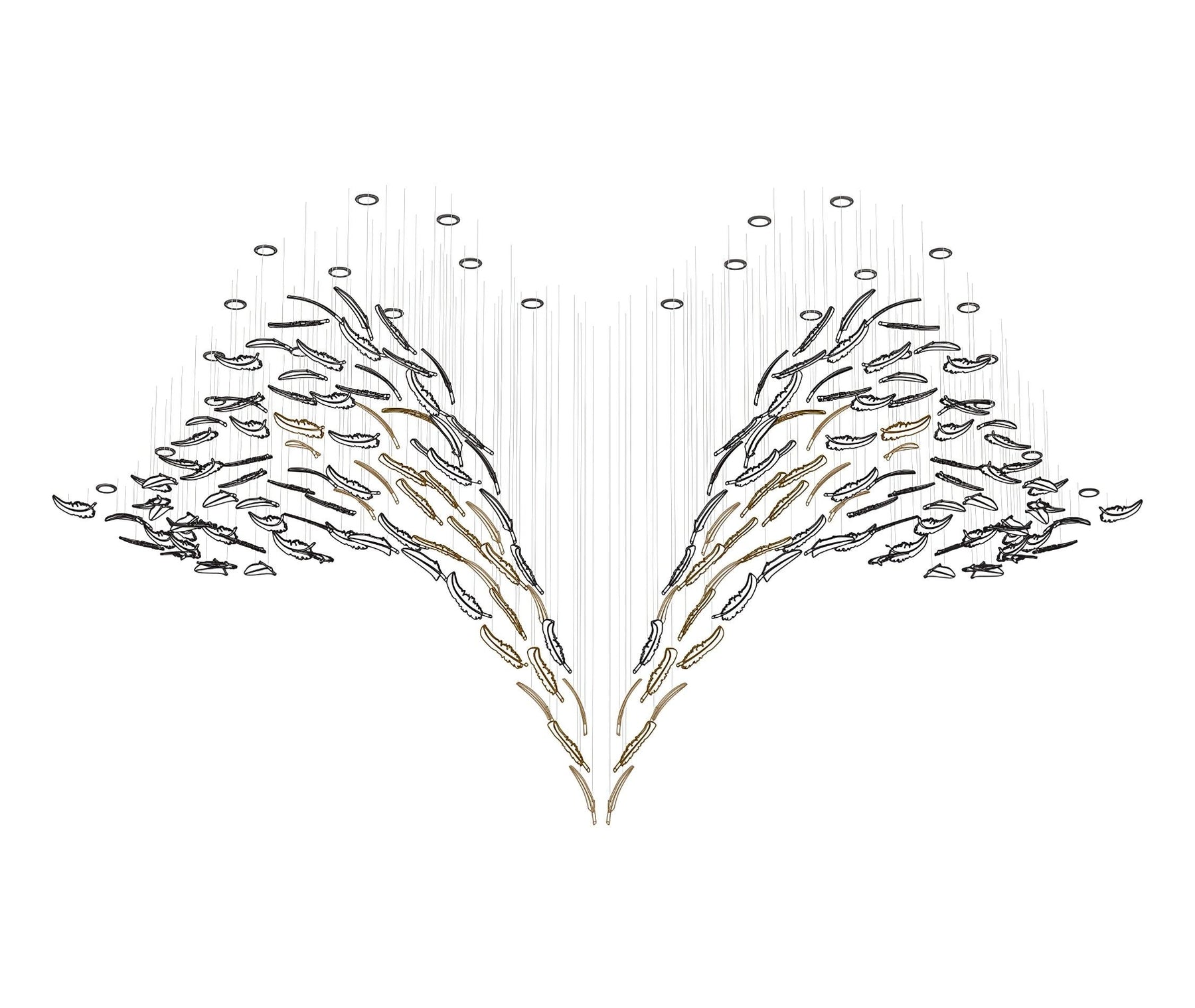 Galaxy Glass Feathers Flying Chandelier