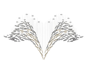 Galaxy Glass Feathers Flying Chandelier