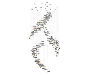 Galaxy Glass Feathers Flying Chandelier
